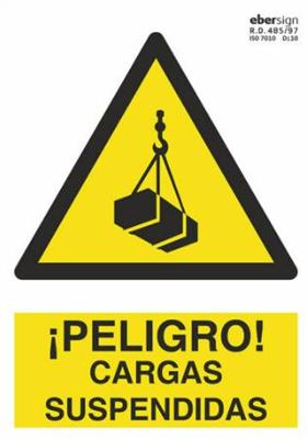 Imagen del producto SEÑAL PELIGRO CARGAS SUSPENDIDAS A4 PVC 0.7