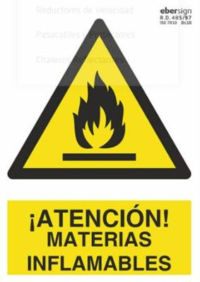 Imagen del producto SEÑAL ATENCION MATERIAS INFLAMABLES A4 PVC 0.7M
