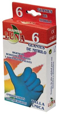 Imagen del producto GUANTE NITRILO AZUL 6 UNIDADES LUNA