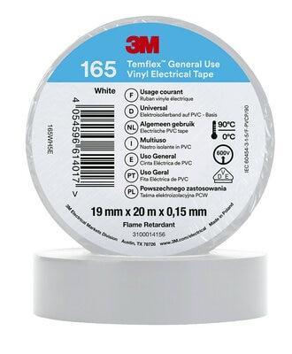 Imagen del producto CINTA ELECTRICA PVC 3M 165 BLANCO 19MMX20MX0,15MM
