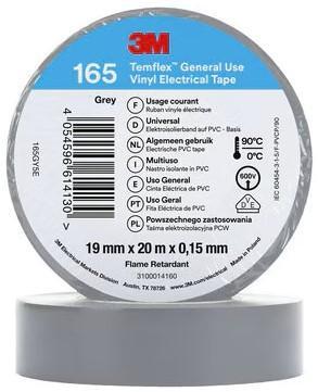 Imagen del producto CINTA ELECTRICA PVC 3M 165 GRIS 19MMX20MX0,15MM