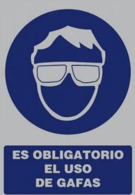 Imagen del producto SEÑAL ISOO380A USO OBLIGATORIO DE GAFAS - VINILO ADHESIVO 60x80mm