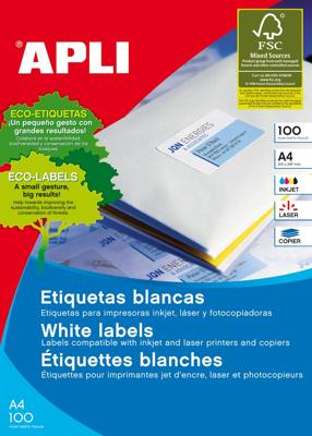 Imagen del producto ETIQUETAS BLANCAS PERMANENTES 105X40MM 100 HOJAS REF. 01275